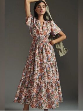 Anthropologie Somerset Paisley Maxi Dress
